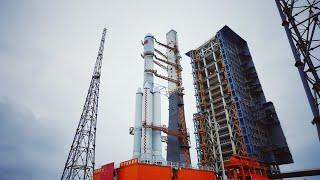 Carrier rocket with Tianzhou-4 cargo ship transported to launch tower