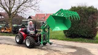 Hecklader - Theilmann Landtechnik GmbH - Carraro mit Heckloader Krokodilgebiss Heckstapler Schaufel