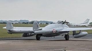 Beautiful and rare DeHaviland Vampire. Norwegian air force. Interesting Goblin engine whine!