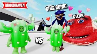 CACTUS CONTRE SHIN SONIC ET STEAK LES DRAGUEURS ! BROOKHAVEN - ROBLOX