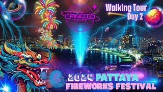 [4K] 2024 Pattaya Fireworks Festival Walk Before the Show Day 2 Beach Road Soi 7 Pattaya Thailand