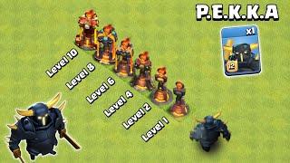 New Level P.E.K.K.A vs Every Level Defense | Clash of Clans