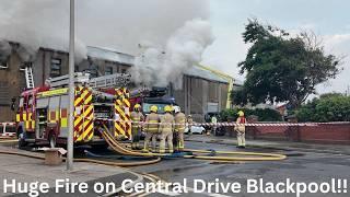 BREAKING NEWS!!  "Massive Blaze in Blackpool: Dozens of Firefighters Battle Central Drive !!"