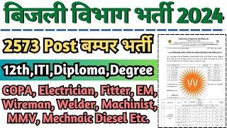 बिजली विभाग बम्पर 2573 Posts भर्ती 2024, 12th, ITI, Diploma, Degree, MP Bijli Vibhag Vacancy 2024