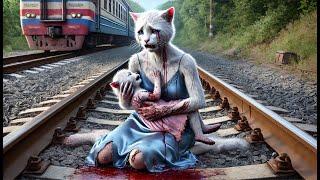 Mother Cat's Mistake! Kitten Drives and Crashes into a Train!