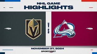 NHL Highlights | Golden Knights vs. Avalanche - November 27, 2024