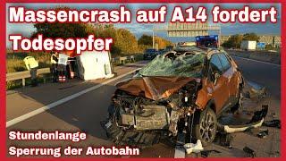 Ein TOTER und SCHWERVERLETZTEUnfall auf A14 am Flughafen Leipzig/HalleMehrere Autos überschlagen