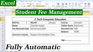 Student fee management in Excel for beginners II Fee मैनेजमेंट सीट बनाना सीखे