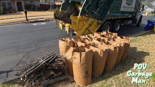 Yard Waste Collection - Rear Load Garbage Truck | 4K Full HD ASMR