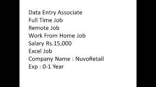 Data Entry| Data Entry Associate | Work From Home Job | Excel Job