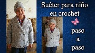 SUETER PARA NIÑO en crochet PASO A PASO  2 de 2