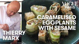 Michelin star chef Thierry Marx cooks caramelized eggplant | Vogue Kitchen | Vogue Paris