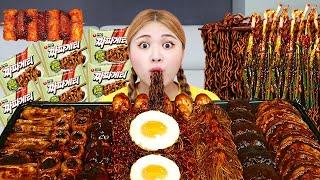 MUKBANG 하이유의 직접 만든 짜파게티 양념치킨 소떡소떡 먹방 모음! BLACK BEAN NOODLES FRIED CHICKEN EATING SOUND | HIU 하이유