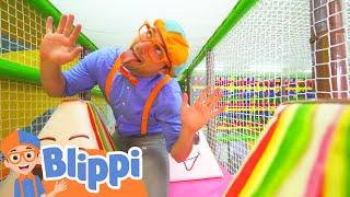 Blippi Visits an Indoor Playground | Kids Fun & Educational Cartoons | Moonbug Play and Learn