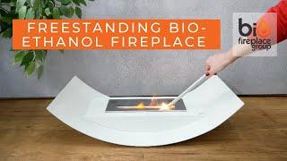 Freestanding Floor or Table Bioethanol Fireplace Arc in White/Grey/Black | Bio Fireplace Group