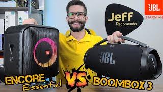 JBL BOOMBOX 3 Vs JBL PARTYBOX ENCORE ESSENTIAL 100W: Qual caixa de som LEVOU essa BATALHA? (Duelo)