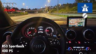 2020 AUDI RS3 SPORTBACK | 400 HP | German Autobahn | Würzburg | Night POV Drive & Topspeed I ASMR