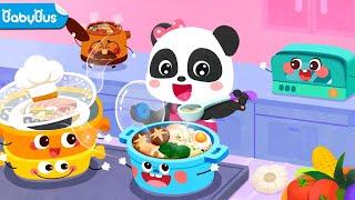 BAYI PANDA DAN PERKAKAS MEMASAK MENGIKUTI KOMPETENSI PESTA MEMASAK | KARTUN ANAK | BABYBUS INDONESIA