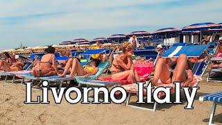 Walk on the beach Italy , Livorno full walking tour