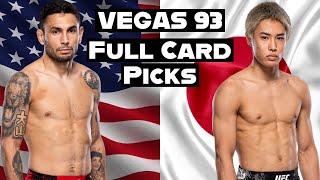 Full Card Predictions UFC Vegas 93: Perez vs. Taira