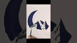 How to Draw Mountain ️ in Moon #painting #art ##howtodraw #creative #viralshorts