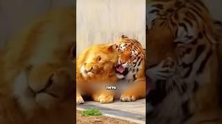 Необычная дружба льва и тигра  #милыеживотные #животные