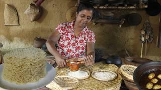 Our breakfast / Masala egg curry with bread flour string hoppers . village kitchen recipe