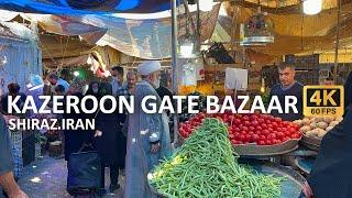 Shiraz Walking Tour, Kazeroon Gate Bazaar, iran 2022, (4k video)