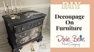 How To Decoupage Paper Onto Furniture - Painting In Decoupage Paper