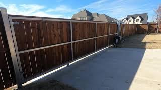 Electric Steel Framed Rolling Gate Solar Powered 6' Tall Western Red Cedar Liftmaster Frisco Texas