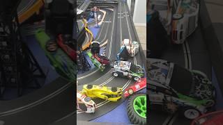 Hoonigan rc crashes into 9 cars #slotcars #scalextric #carrera #scx