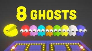 Pacman But There Are 8 Ghosts