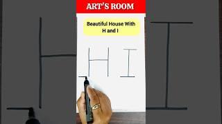 How to draw an easy two storied house with letter H and I #shorts  #drawing #artsroom