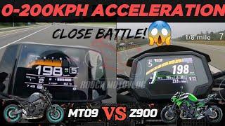 Yamaha MT09 ️ Kawasaki Z900 | 0-200kph Acceleration | Top Speed Attempt 