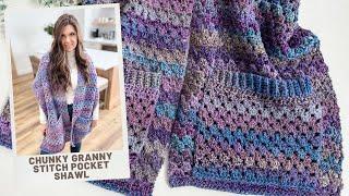 Granny Stitch Pocket Shawl Crochet Pattern - Beginner Friendly!