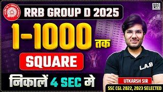 1 to 1000 Square Root | Vedic Maths Tricks for Railway Group D | Group D Maths by Utkarsh Sir