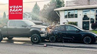 TESLA TOTALED BY PICKUP TRUCK