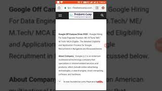 Google Off Campus Recruitment Drive 2020 | Data Engineer | B.E/ B.Tech/ M.E/ M.Tech/ MCA Eligible