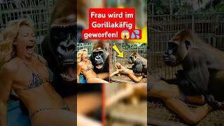 Frau wird im Gorillakäfig geworfen!  #gorilla #unglaublich #shorts #viralshort #tiere #frau