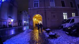 Walking tour in NIGHT KLAIPĖDA [ Memel ] 4K UHD | Lithuania