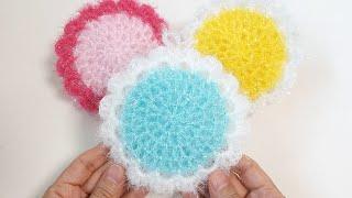 수세미뜨기/ 쉽고 거품 잘나는 수세미/ Crochet  flower/ Crochet dish scrubber