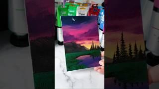 easy way to paint a purple night sky / acrylic painting for beginners ️