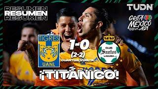 Resumen y goles | Tigres 1(2)-(2)0 Santos | Grita México BBVA AP2021 - 4tos Vuelta | TUDN