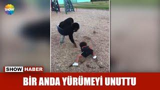 Bir anda yürümeyi unuttu