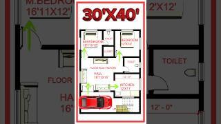 "30x40 2BHK Home Plan | Indian Home Design"