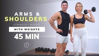 45 Min ARMS and SHOULDERS WORKOUT with DUMBBELLS | Strength & Muscle Building