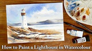 Painting a Lighthouse - Watercolour Techniques for Clean Lines | Watercolour Demonstration