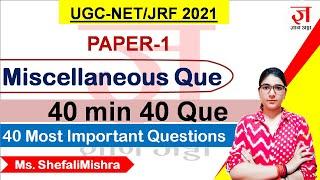 UGC NET Paper 1 | 40 Selective and Important MCQ's questions | Shefali Mishra