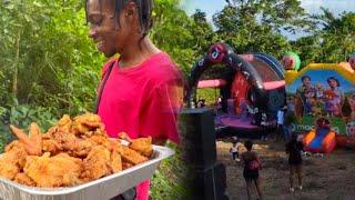 Look what Jamaica sunrise tv Do For The Kids || Big Cook Out Chicken Fish Pork Goat Soup Rice&peas..