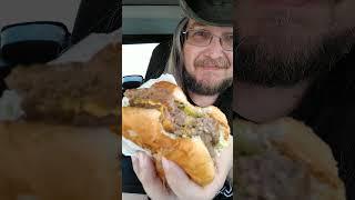 Me trying the Double Texas Burger from Burger Ranch #shorts